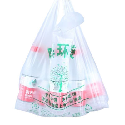 Túi mua sắm phân hủy sinh học màu trắng xanh lá cây Túi thực phẩm nhựa phân hủy sinh học tái sử dụng