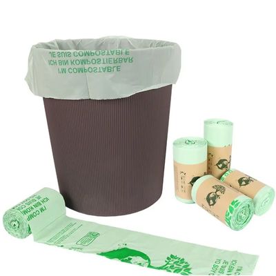 Biodegradable PLA Liner thùng rác trên cuộn in màu xanh lá cây